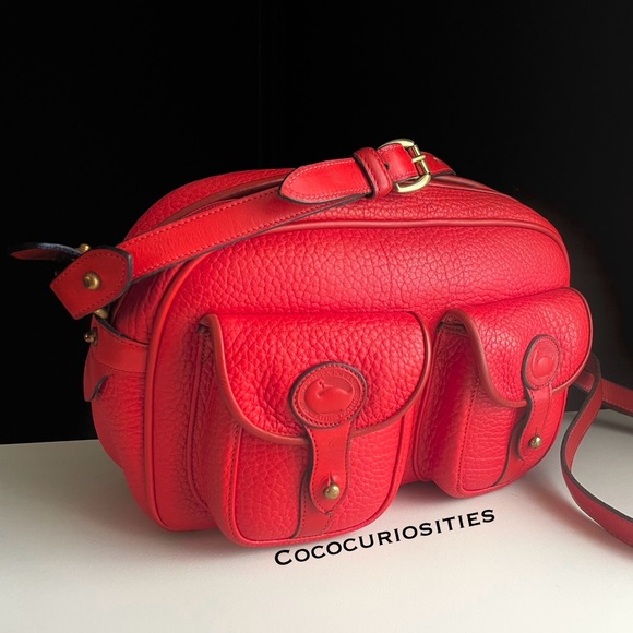 Dooney & Bourke Handbags - Dooney and Bourke awl Leather Explorer Double Pocket Crossbody Bag Red